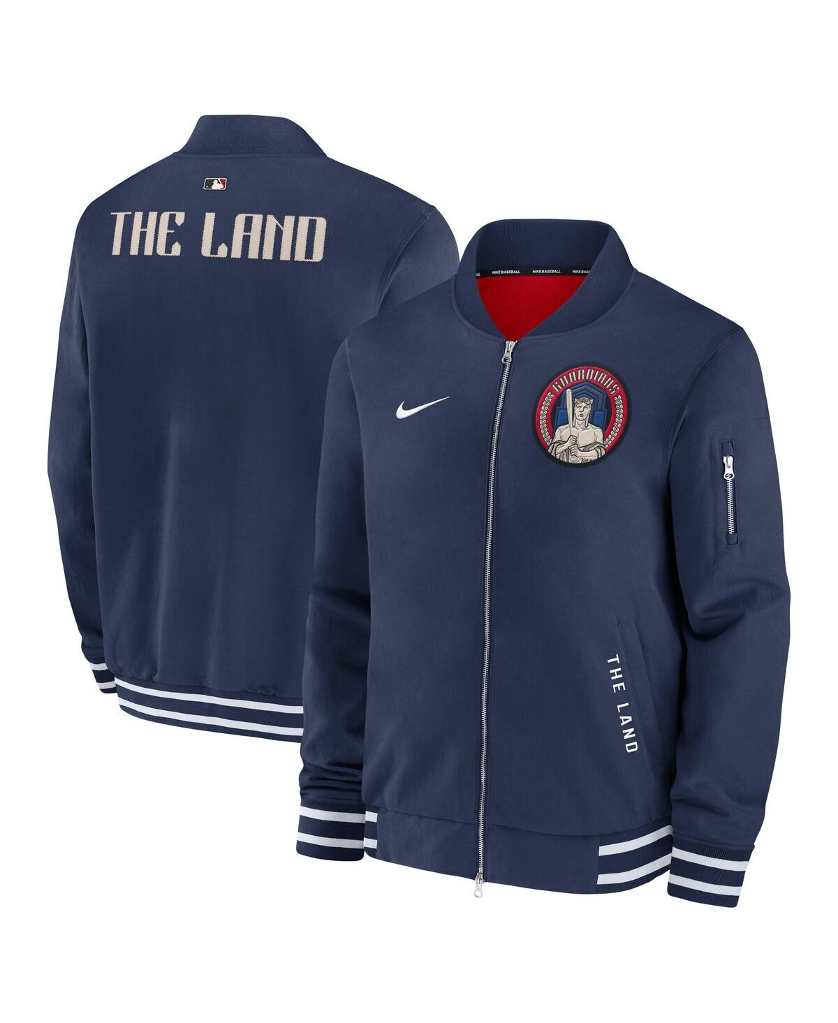 Nike Cleveland Guardians Authentic Collection City Connect  Men's Mlb Full-zip Bomber Jacket In Blue