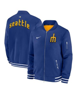 Nike - Men's Royal Seattle Mariners Authentic Collection City Connect Full-Zip Bomber Jacket
