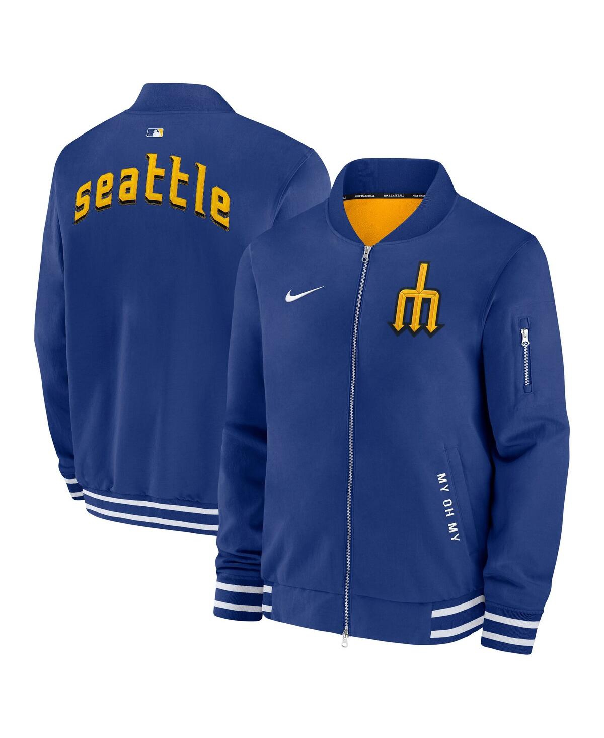 Nike Seattle Mariners Authentic Collection City Connect  Men's Mlb Full-zip Bomber Jacket In Blue