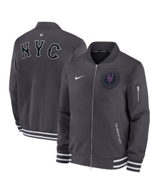Nike - Men's Anthracite New York Mets Authentic Collection City Connect Full-Zip Bomber Jacket