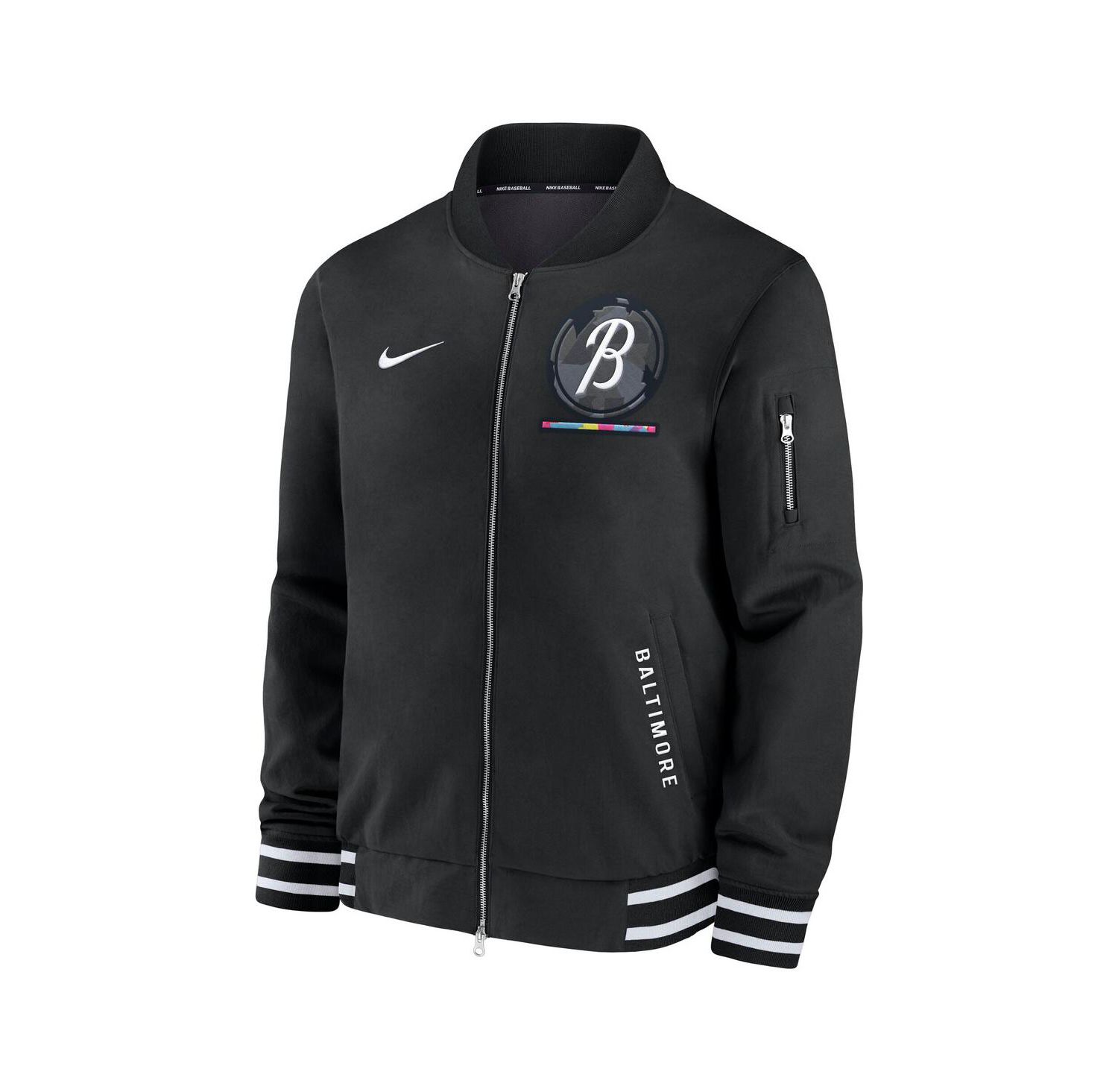 Men's Black Baltimore Orioles Authentic Collection City Connect Full-Zip Bomber Jacket