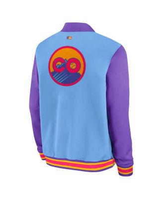 Men's Light Blue/Purple Colorado Rockies 2025 City Connect Authentic Collection Full-Zip Bomber Jacket