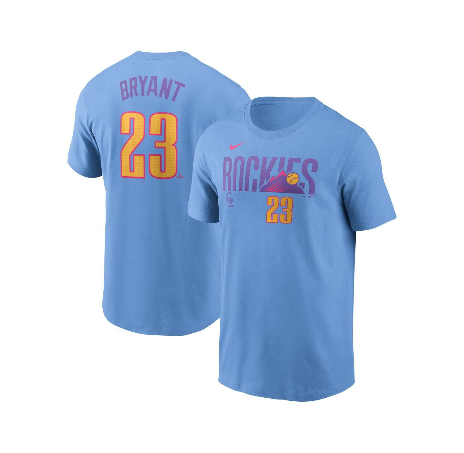 Men's Kris Bryant Light Blue Colorado Rockies 2025 City Connect Fuse Name & Number T-Shirt