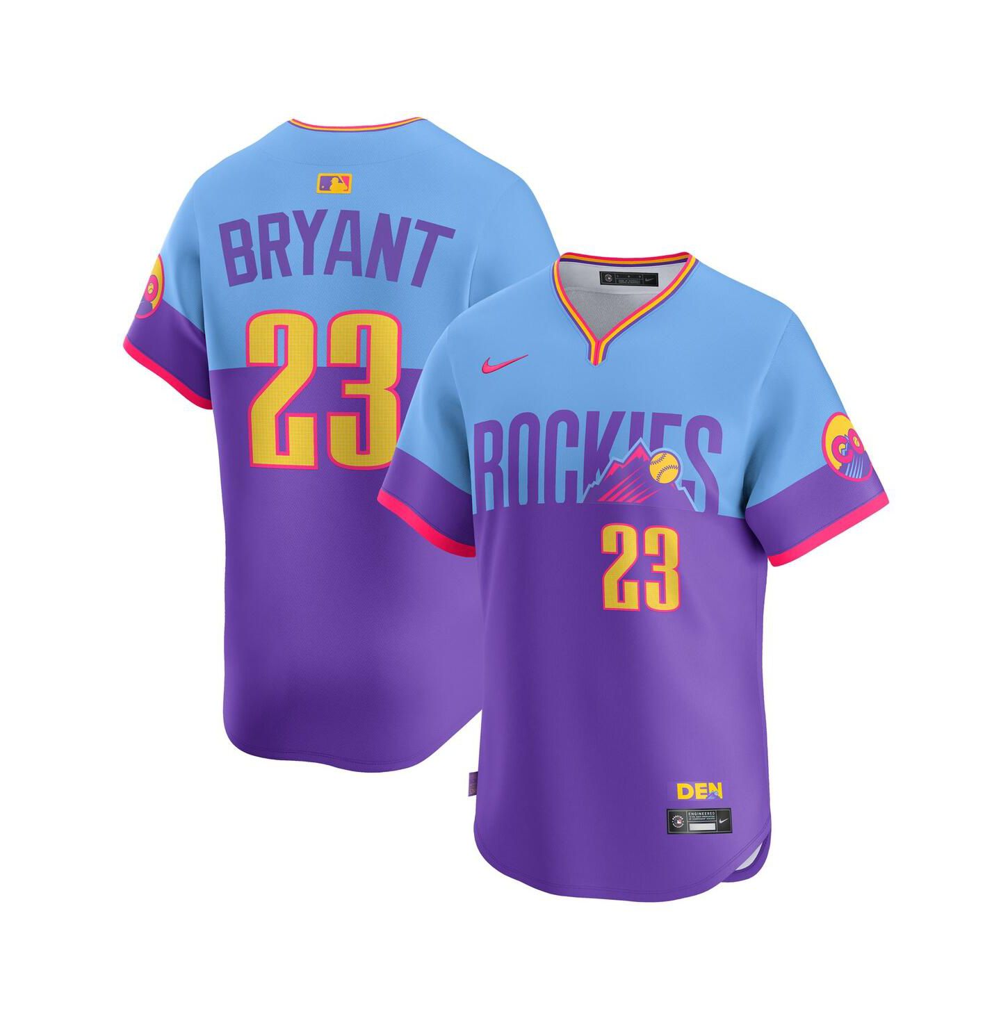 Мужской топ Nike Kris Bryant Purple/Light Blue Colorado Rockies 2025 City Connect Limited Player Jersey — фото 1