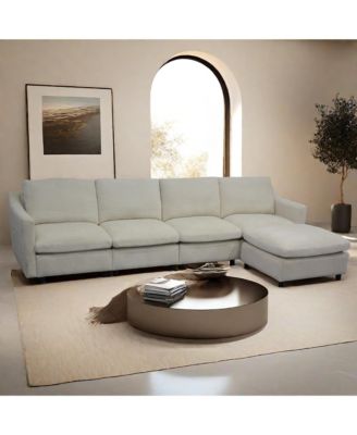 Streamdale Beige Modular Cloud Sofa, Ottoman & Pillows Modern Living Room Couch