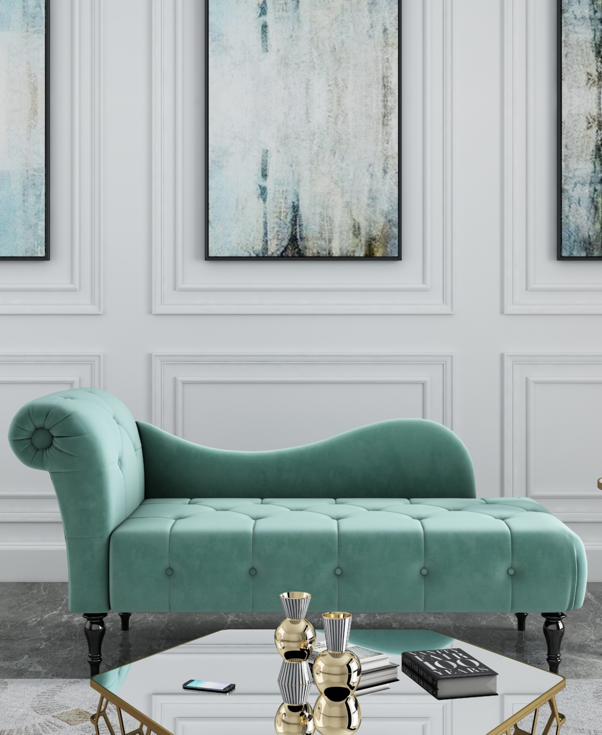 Gold Sparrow 32" Polyester Napa Diamond Tufted Chaise Lounge, Created For Macy's