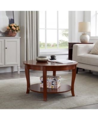 Classic Round Coffee Table with Open Shelf, 30"x30"x18", for Small Spaces