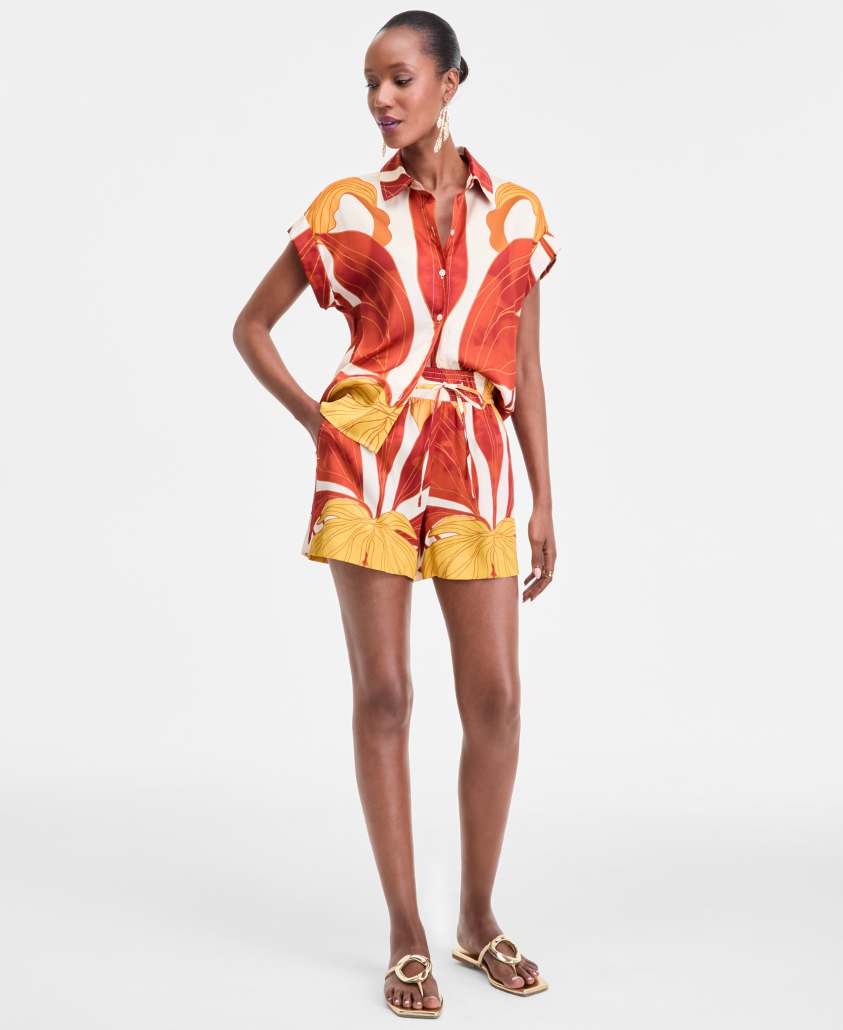 Women's Printed Drawstring Shorts, Exclusively at Macy's - Romi Placement