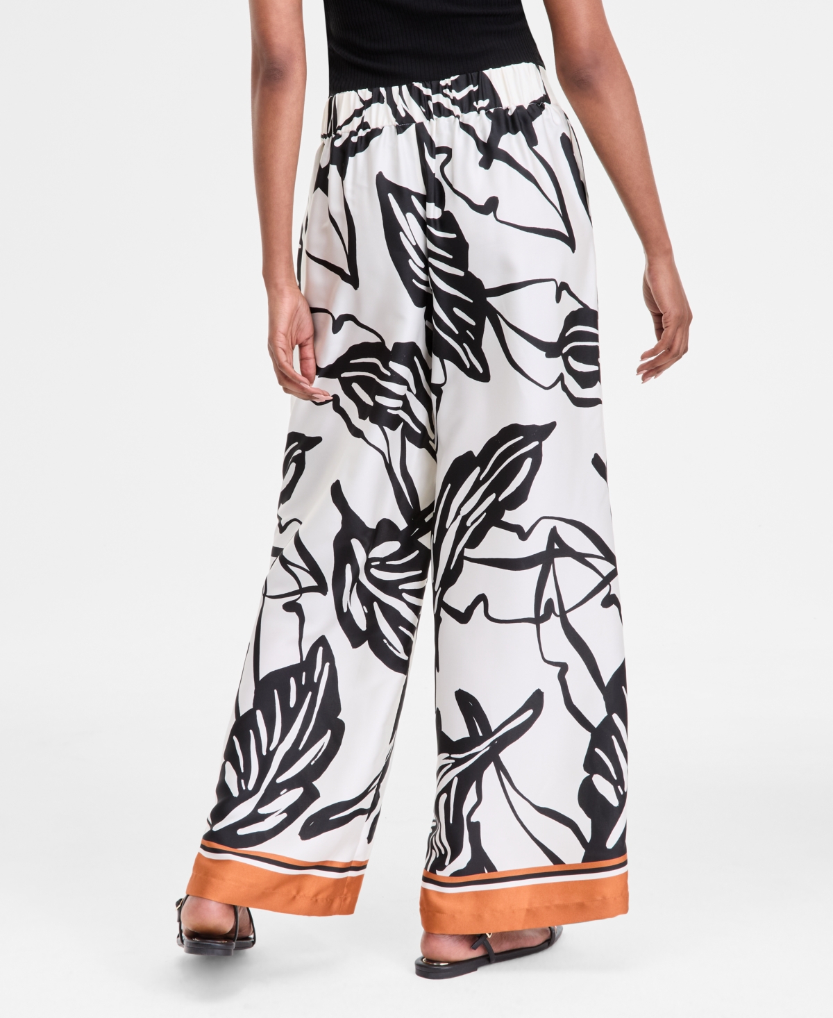 Inc International Concepts Petite Printed High Rise Wide-leg Pants, Exclusively At Macy's In Gray