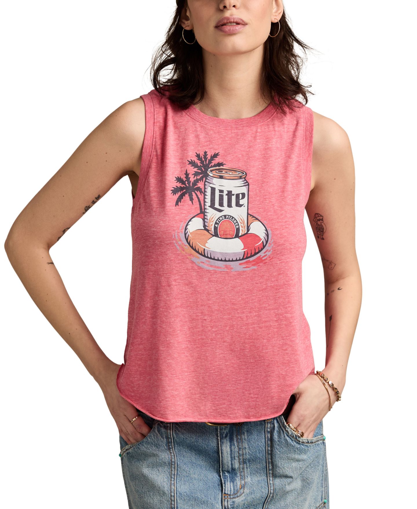 Женская футболка Lucky Brand Miller Lite Floaty Sleeveless, цвет: Коралловый — фото 1