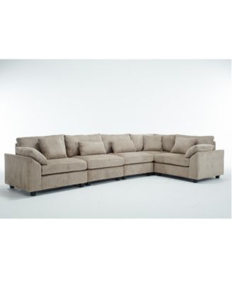 Streamdale Corduroy Modular Sofa, 5-Seat, Brown