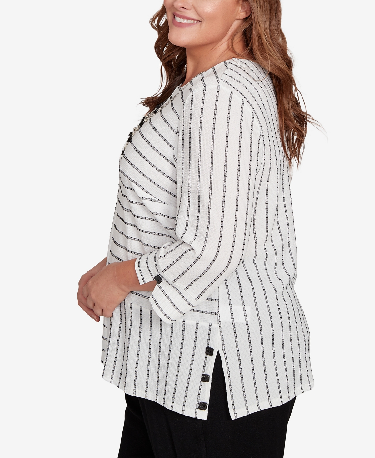Alfred Dunner Plus Size Textured Stripe Top