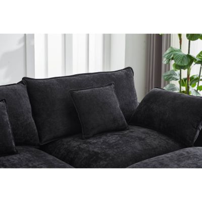 Modular Sectional Sofa, 3-Seater Sofa with Ottoman, Modern L-Shaped Sofa for Living Room Bedroom Apartment