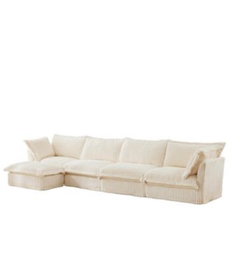 L-Shape Corner Sectional Sofa with Armrests, Deep Seat and Pillows