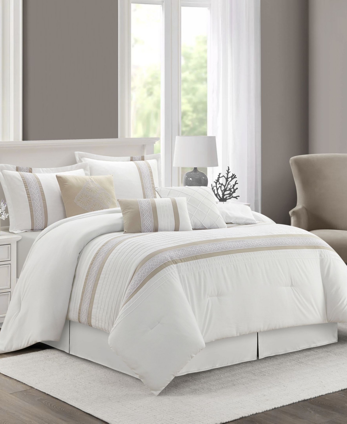 Stratford Park Durango Stripes 7-pc. Comforter Set, Queen In White