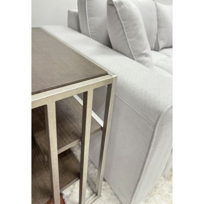 Metal Frame Wood Living Room Chairside Table with Shelf