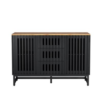 Modern 3-Drawer 4-Shelf Dresser with Striped Grille