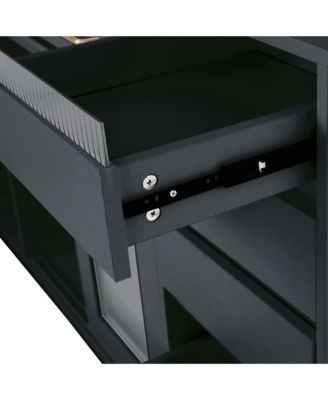  Freestanding 63" W Buffet with Hutch, Coffee Bar Storage Cabinet, Blue