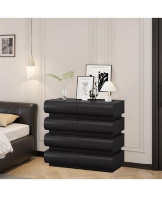 8 Drawer Dresser for Bedroom, Black Dresser No Handle, Modern 8 Chest of Drawers with Wide Storage