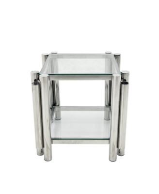 Streamdale Modern 3-Piece Stainless Steel Coffee Table Set with Clear Glass Tops
