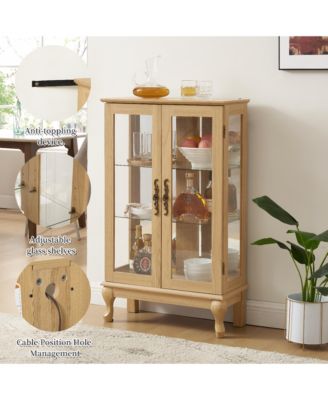 Streamdale Elegant Curio Cabinet with Mirrored Back and Adjustable Shelves