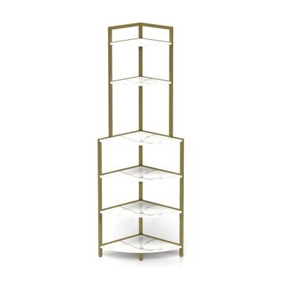 Streamdale 6-Tier Corner Bookshelf with Open Shelves, Rustic Brown