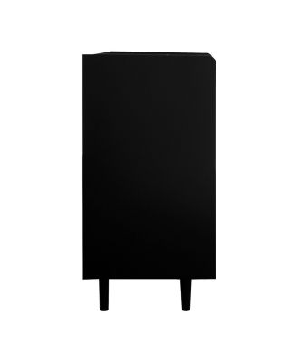 Red Accent Sideboard with Drawer and Open Shelves