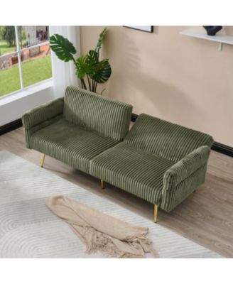 Streamdale 79 inch corduroy sofa bed, foldable double sofa bed with folding armrests, suitable for living rooms and small spaces