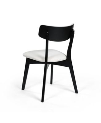 Streamdale Mid-Century Modern Upholstered Dining Chair Pair with Walnut Finish, Set of 2