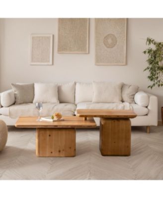 Streamdale Vintage Square Coffee Table Set, Wood Grain Finish (Set of 2)