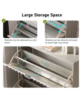 Streamdale Fluted Shoe Cabinet with Flip Drawers for Entryway