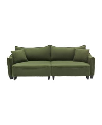 Streamdale Green Corduroy Sofa Bed with Pillows for Living Room