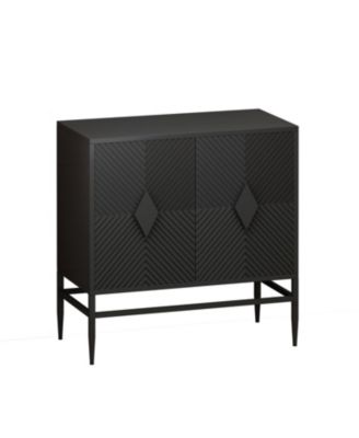 31.5" Black Wooden Storage Cabinet with Metal Legs