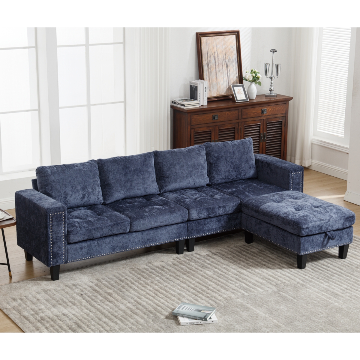 Streamdale Furniture 5-Seat Sectional Sofa with Ottoman & Storage