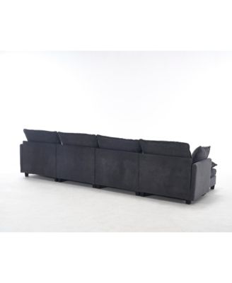 Oversized Velvet Modular Sofa U-Shape Couch with Ottomans & Pillows