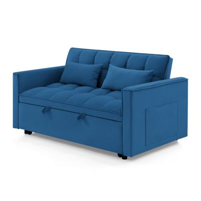 54.33 inch versatile foldable sofa bed in 3 lengths, modern sofa velvet pull-out bed.