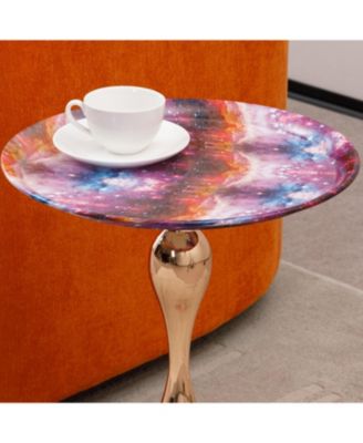 Streamdale Mermaid Tail Coffee Table, Metal Pedestal Table, Accent Table for Small Spaces