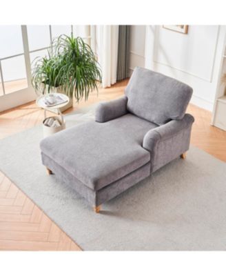 Modern Mid-Century Indoor Oversized Chaise Lounger Comfort Sleeper Sofa with Soild Wood Legs