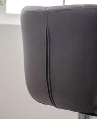 Upholstered Adjustable Swivel Barstools in Gray, Set of 2