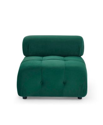 Streamdale DIY L-Shaped Green Velvet Sofa with Ottoman