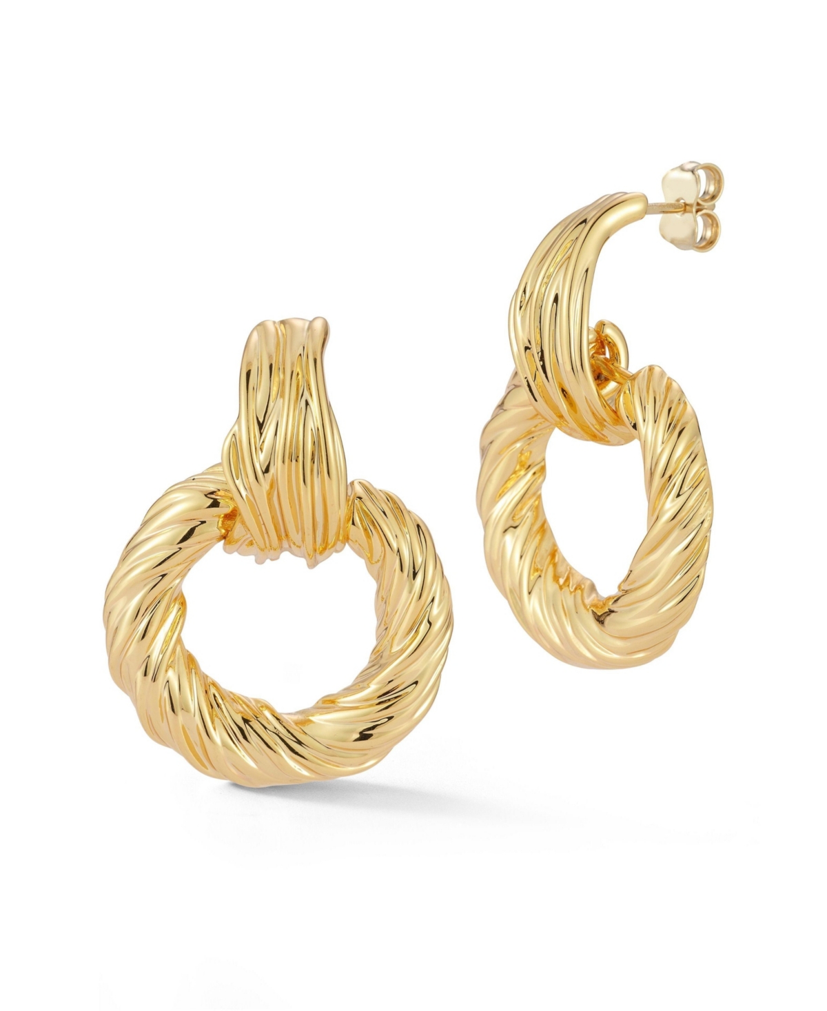 Gold Plated Twist Door Knocker Earrings - Silver