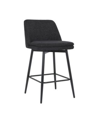 Upholstered Counter Bar Stools with Swivel and Back (Set of 2