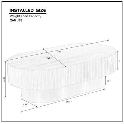 Modern Handcraft 43.7" Oval Coffee Table, ASH Finish