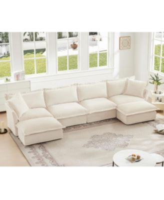 Slipcovered U-Shape Sectional Sofa: Wide, Deep, & Cozy