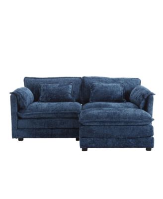 Chenille fabric, removable armrests with side pockets, high density sponge filling, oversized double sofa with footstool
