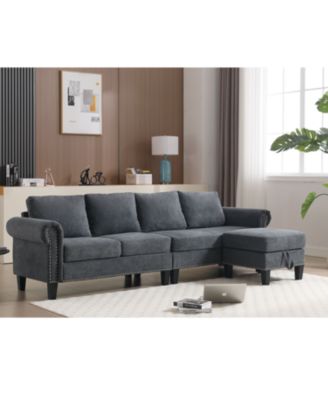 Convertible Sectional Sofa with Storage, L-Shaped, 4-Seater