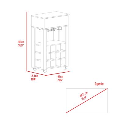 Streamdale Ambler 1-Drawer 12-Bottle Wine Cabinet Light