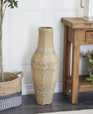 Faux Seagrass Handmade Tall Woven Floor Decorative Vase, 28"