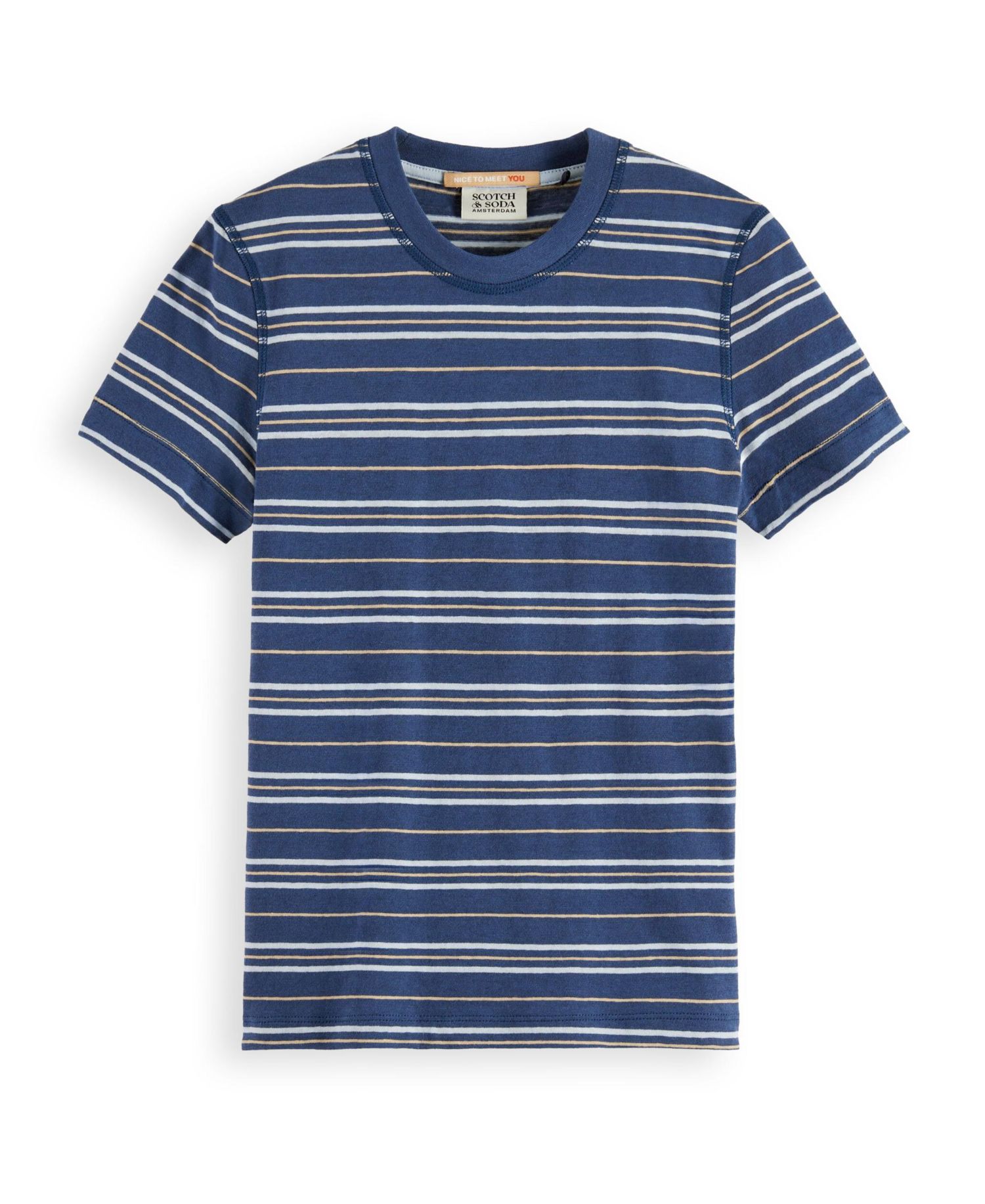 Little and Big Boys Yarn Dyed Linen Blend Striped T-Shirt