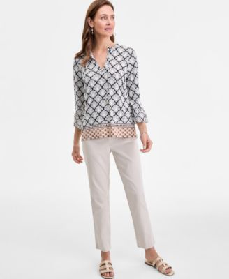 売れ筋商品|||スタイルアンドコー カットソー トップス レディース Petite Printed Convertible Top, Exclusively at Macy's Indust Blue Cmb スタイルアンドコー レディース カットソー トップス 降りしきる